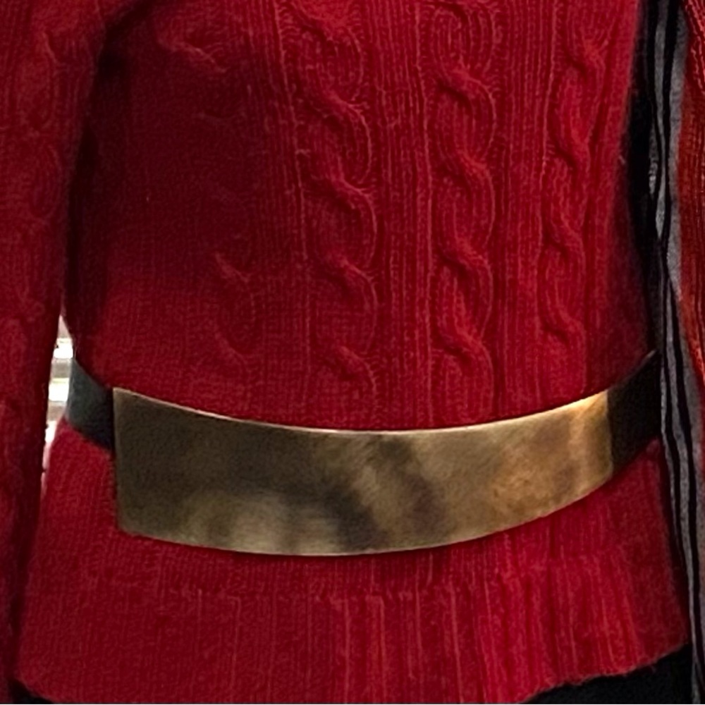 Donna Karan New York creative brass plate and black leather belt - Picture 10 of 13